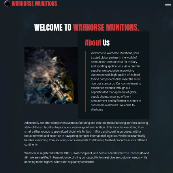 Screenshot of Warhorse Munitions